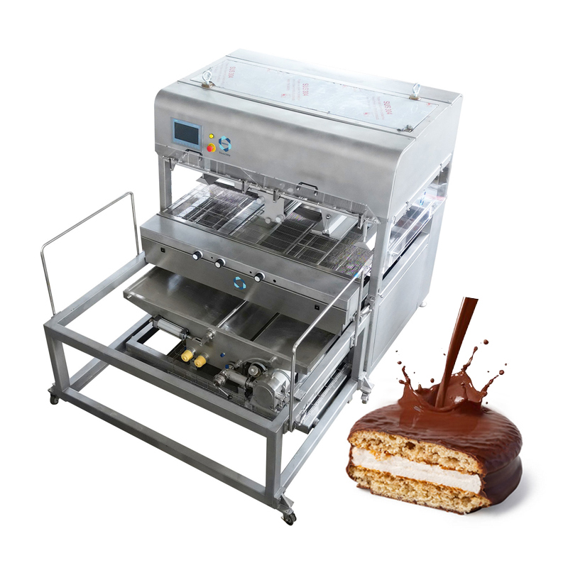 Máquina de recubrimiento de chocolate de chocolate con enjuiciamiento de chocolate automático