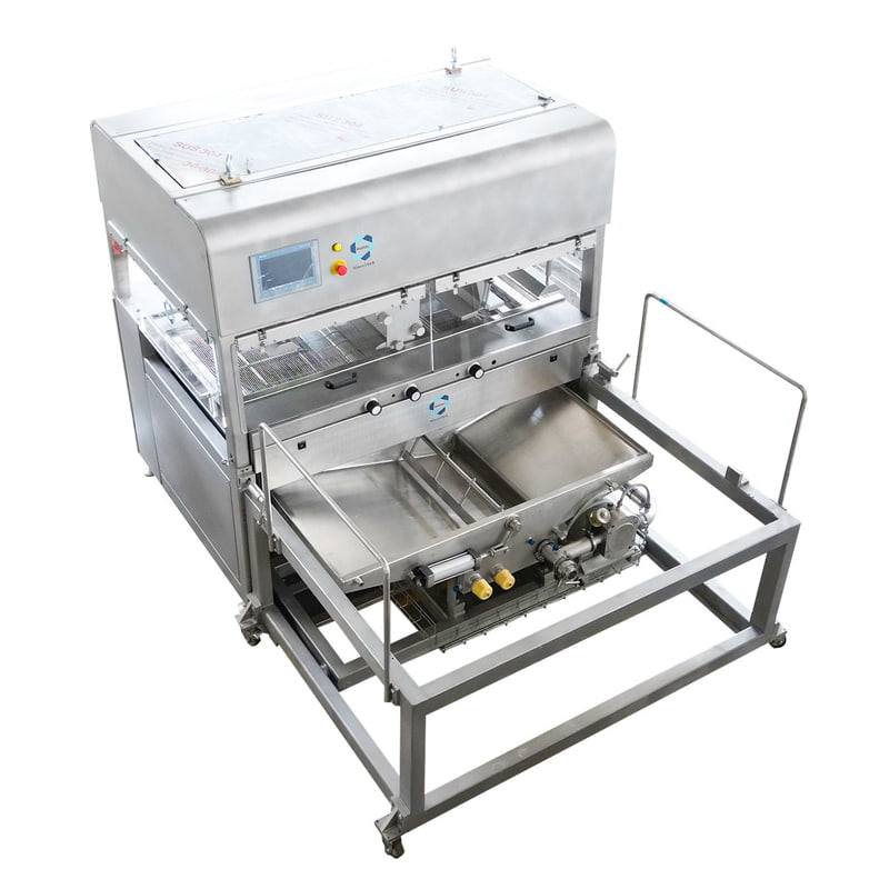 Máquina de recubrimiento de chocolate de chocolate con enjuiciamiento de chocolate automático